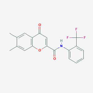 molecular formula C19H14F3NO3 B11403788 6,7-dimethyl-4-oxo-N-[2-(trifluoromethyl)phenyl]-4H-chromene-2-carboxamide 