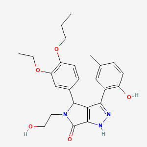 molecular formula C25H29N3O5 B11403794 4-(3-ethoxy-4-propoxyphenyl)-5-(2-hydroxyethyl)-3-(2-hydroxy-5-methylphenyl)-4,5-dihydropyrrolo[3,4-c]pyrazol-6(1H)-one 