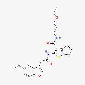 molecular formula C25H30N2O4S B11403798 N-(3-ethoxypropyl)-2-{[(5-ethyl-1-benzofuran-3-yl)acetyl]amino}-5,6-dihydro-4H-cyclopenta[b]thiophene-3-carboxamide 