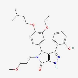 molecular formula C28H35N3O5 B11403800 4-[3-ethoxy-4-(3-methylbutoxy)phenyl]-3-(2-hydroxyphenyl)-5-(3-methoxypropyl)-4,5-dihydropyrrolo[3,4-c]pyrazol-6(1H)-one 