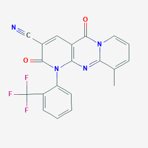 molecular formula C20H11F3N4O2 B11403809 11-methyl-2,6-dioxo-7-[2-(trifluoromethyl)phenyl]-1,7,9-triazatricyclo[8.4.0.03,8]tetradeca-3(8),4,9,11,13-pentaene-5-carbonitrile 