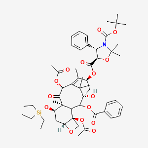 molecular formula C₅₄H₇₃NO₁₅Si B1140391 13-{[(3-N-Boc)-2,2-dimethyl-4S-phenyl-1,3-oxazolidin-5R-yl]formyl}-7-O-(triethylsilyl) Baccatin III CAS No. 143527-71-3