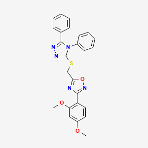 molecular formula C25H21N5O3S B11403919 3-(2,4-dimethoxyphenyl)-5-{[(4,5-diphenyl-4H-1,2,4-triazol-3-yl)sulfanyl]methyl}-1,2,4-oxadiazole 