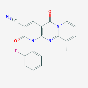 7-(2-fluorophenyl)-11-methyl-2,6-dioxo-1,7,9-triazatricyclo[8.4.0.03,8]tetradeca-3(8),4,9,11,13-pentaene-5-carbonitrile