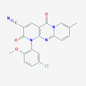 molecular formula C20H13ClN4O3 B11403945 7-(5-chloro-2-methoxyphenyl)-13-methyl-2,6-dioxo-1,7,9-triazatricyclo[8.4.0.03,8]tetradeca-3(8),4,9,11,13-pentaene-5-carbonitrile 