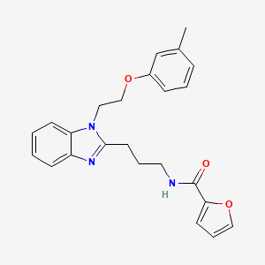 molecular formula C24H25N3O3 B11403984 N-(3-{1-[2-(3-methylphenoxy)ethyl]-1H-benzimidazol-2-yl}propyl)furan-2-carboxamide 