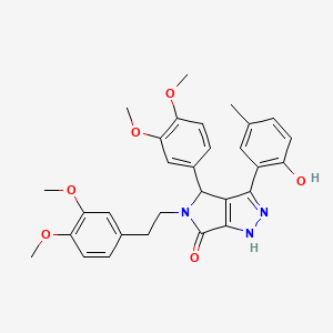 molecular formula C30H31N3O6 B11404021 4-(3,4-dimethoxyphenyl)-5-[2-(3,4-dimethoxyphenyl)ethyl]-3-(2-hydroxy-5-methylphenyl)-4,5-dihydropyrrolo[3,4-c]pyrazol-6(1H)-one 