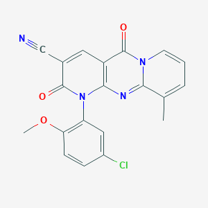 7-(5-chloro-2-methoxyphenyl)-11-methyl-2,6-dioxo-1,7,9-triazatricyclo[8.4.0.03,8]tetradeca-3(8),4,9,11,13-pentaene-5-carbonitrile