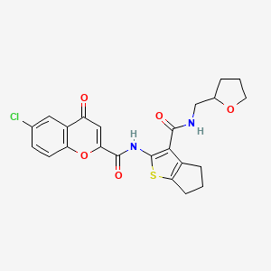 6-chloro-4-oxo-N-{3-[(tetrahydrofuran-2-ylmethyl)carbamoyl]-5,6-dihydro-4H-cyclopenta[b]thiophen-2-yl}-4H-chromene-2-carboxamide