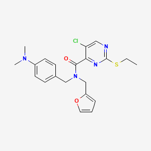 molecular formula C21H23ClN4O2S B11404056 5-chloro-N-[4-(dimethylamino)benzyl]-2-(ethylsulfanyl)-N-(furan-2-ylmethyl)pyrimidine-4-carboxamide 