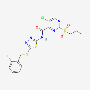 5-chloro-N-{5-[(2-fluorobenzyl)sulfanyl]-1,3,4-thiadiazol-2-yl}-2-(propylsulfonyl)pyrimidine-4-carboxamide