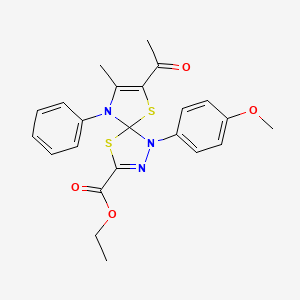 Ethyl 7-acetyl-1-(4-methoxyphenyl)-8-methyl-9-phenyl-4,6-dithia-1,2,9-triazaspiro[4.4]nona-2,7-diene-3-carboxylate