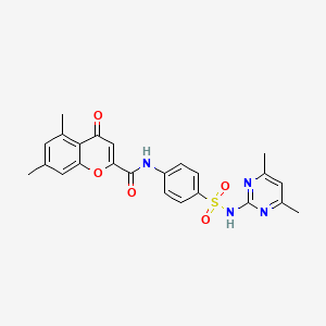 molecular formula C24H22N4O5S B11404106 N-{4-[(4,6-dimethylpyrimidin-2-yl)sulfamoyl]phenyl}-5,7-dimethyl-4-oxo-4H-chromene-2-carboxamide 