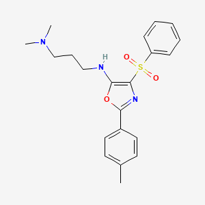 molecular formula C21H25N3O3S B11404174 N,N-dimethyl-N'-[2-(4-methylphenyl)-4-(phenylsulfonyl)-1,3-oxazol-5-yl]propane-1,3-diamine 