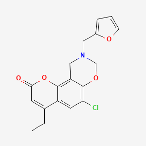 6-chloro-4-ethyl-9-(furan-2-ylmethyl)-9,10-dihydro-2H,8H-chromeno[8,7-e][1,3]oxazin-2-one