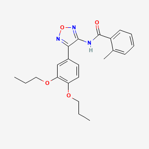 molecular formula C22H25N3O4 B11404193 N-[4-(3,4-dipropoxyphenyl)-1,2,5-oxadiazol-3-yl]-2-methylbenzamide 