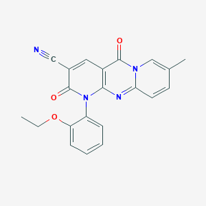 molecular formula C21H16N4O3 B11404216 7-(2-ethoxyphenyl)-13-methyl-2,6-dioxo-1,7,9-triazatricyclo[8.4.0.03,8]tetradeca-3(8),4,9,11,13-pentaene-5-carbonitrile 