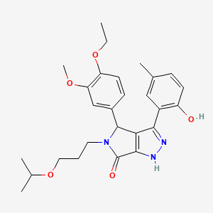 molecular formula C27H33N3O5 B11404232 4-(4-ethoxy-3-methoxyphenyl)-3-(2-hydroxy-5-methylphenyl)-5-[3-(propan-2-yloxy)propyl]-4,5-dihydropyrrolo[3,4-c]pyrazol-6(1H)-one 