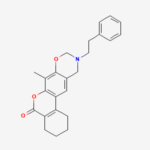 molecular formula C24H25NO3 B11404259 12-Methyl-3-(2-phenylethyl)-2,3,4,6,7,8,9,10-octahydro-1,11-dioxa-3-azatetraphen-10-one 