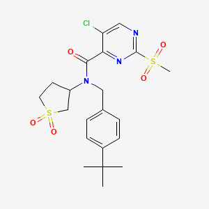 molecular formula C21H26ClN3O5S2 B11404310 N-(4-tert-butylbenzyl)-5-chloro-N-(1,1-dioxidotetrahydrothiophen-3-yl)-2-(methylsulfonyl)pyrimidine-4-carboxamide 