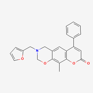 3-(furan-2-ylmethyl)-10-methyl-6-phenyl-3,4-dihydro-2H,8H-chromeno[6,7-e][1,3]oxazin-8-one