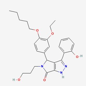 molecular formula C27H33N3O5 B11404342 4-[3-ethoxy-4-(pentyloxy)phenyl]-3-(2-hydroxyphenyl)-5-(3-hydroxypropyl)-4,5-dihydropyrrolo[3,4-c]pyrazol-6(1H)-one 