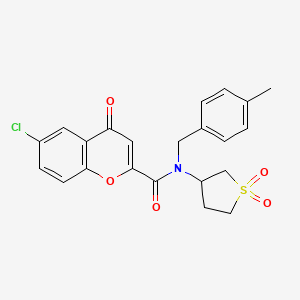 molecular formula C22H20ClNO5S B11404349 6-chloro-N-(1,1-dioxidotetrahydrothiophen-3-yl)-N-(4-methylbenzyl)-4-oxo-4H-chromene-2-carboxamide 