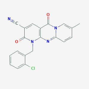 7-[(2-chlorophenyl)methyl]-13-methyl-2,6-dioxo-1,7,9-triazatricyclo[8.4.0.03,8]tetradeca-3(8),4,9,11,13-pentaene-5-carbonitrile