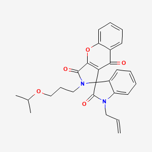 molecular formula C27H26N2O5 B11404402 2-[3-(propan-2-yloxy)propyl]-1'-(prop-2-en-1-yl)-2H-spiro[chromeno[2,3-c]pyrrole-1,3'-indole]-2',3,9(1'H)-trione 