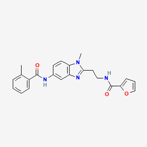 molecular formula C23H22N4O3 B11404413 N-[2-(1-methyl-5-{[(2-methylphenyl)carbonyl]amino}-1H-benzimidazol-2-yl)ethyl]furan-2-carboxamide 