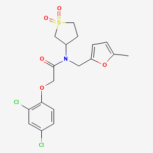 molecular formula C18H19Cl2NO5S B11404460 2-(2,4-dichlorophenoxy)-N-(1,1-dioxidotetrahydrothiophen-3-yl)-N-[(5-methylfuran-2-yl)methyl]acetamide 