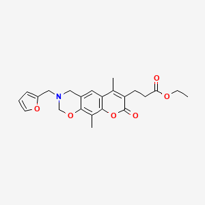 ethyl 3-[3-(furan-2-ylmethyl)-6,10-dimethyl-8-oxo-3,4-dihydro-2H,8H-chromeno[6,7-e][1,3]oxazin-7-yl]propanoate