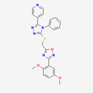 molecular formula C24H20N6O3S B11404529 4-[5-({[3-(2,5-dimethoxyphenyl)-1,2,4-oxadiazol-5-yl]methyl}sulfanyl)-4-phenyl-4H-1,2,4-triazol-3-yl]pyridine 