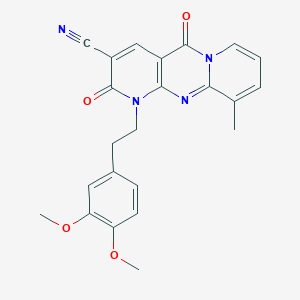 7-[2-(3,4-dimethoxyphenyl)ethyl]-11-methyl-2,6-dioxo-1,7,9-triazatricyclo[8.4.0.03,8]tetradeca-3(8),4,9,11,13-pentaene-5-carbonitrile