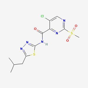 molecular formula C12H14ClN5O3S2 B11404602 5-chloro-N-[5-(2-methylpropyl)-1,3,4-thiadiazol-2-yl]-2-(methylsulfonyl)pyrimidine-4-carboxamide 