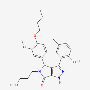 molecular formula C26H31N3O5 B11404625 4-(4-butoxy-3-methoxyphenyl)-3-(2-hydroxy-5-methylphenyl)-5-(3-hydroxypropyl)-4,5-dihydropyrrolo[3,4-c]pyrazol-6(1H)-one 