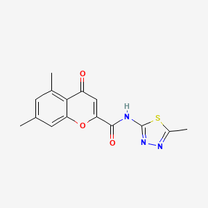 molecular formula C15H13N3O3S B11404663 5,7-dimethyl-N-(5-methyl-1,3,4-thiadiazol-2-yl)-4-oxo-4H-chromene-2-carboxamide 