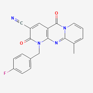 7-[(4-fluorophenyl)methyl]-11-methyl-2,6-dioxo-1,7,9-triazatricyclo[8.4.0.03,8]tetradeca-3(8),4,9,11,13-pentaene-5-carbonitrile