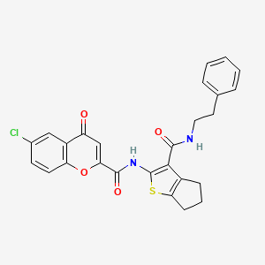 6-chloro-4-oxo-N-{3-[(2-phenylethyl)carbamoyl]-5,6-dihydro-4H-cyclopenta[b]thiophen-2-yl}-4H-chromene-2-carboxamide