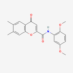 molecular formula C20H19NO5 B11404726 N-(2,5-dimethoxyphenyl)-6,7-dimethyl-4-oxo-4H-chromene-2-carboxamide 