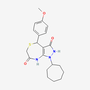 1-cycloheptyl-3-hydroxy-4-(4-methoxyphenyl)-4,8-dihydro-1H-pyrazolo[3,4-e][1,4]thiazepin-7(6H)-one