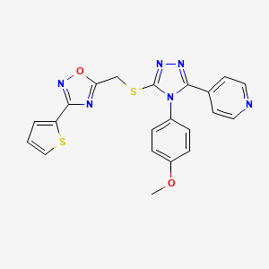 4-[4-(4-methoxyphenyl)-5-({[3-(thiophen-2-yl)-1,2,4-oxadiazol-5-yl]methyl}sulfanyl)-4H-1,2,4-triazol-3-yl]pyridine