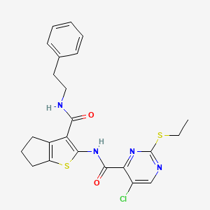 5-chloro-2-(ethylsulfanyl)-N-{3-[(2-phenylethyl)carbamoyl]-5,6-dihydro-4H-cyclopenta[b]thiophen-2-yl}pyrimidine-4-carboxamide