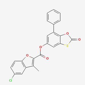 2-Oxo-7-phenyl-1,3-benzoxathiol-5-yl 5-chloro-3-methyl-1-benzofuran-2-carboxylate