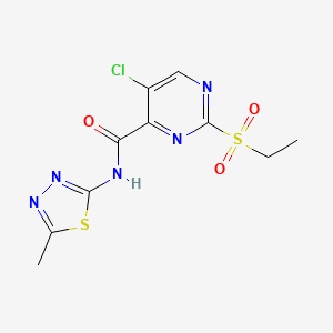 molecular formula C10H10ClN5O3S2 B11404761 5-chloro-2-(ethylsulfonyl)-N-(5-methyl-1,3,4-thiadiazol-2-yl)pyrimidine-4-carboxamide 