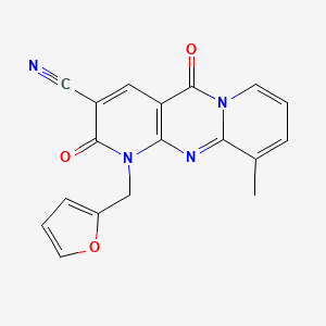 7-(furan-2-ylmethyl)-11-methyl-2,6-dioxo-1,7,9-triazatricyclo[8.4.0.03,8]tetradeca-3(8),4,9,11,13-pentaene-5-carbonitrile