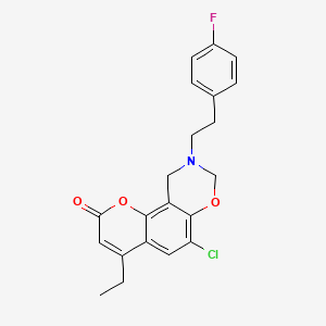 6-chloro-4-ethyl-9-[2-(4-fluorophenyl)ethyl]-9,10-dihydro-2H,8H-chromeno[8,7-e][1,3]oxazin-2-one