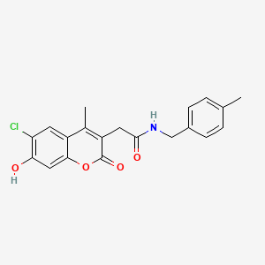 molecular formula C20H18ClNO4 B11404878 2-(6-chloro-7-hydroxy-4-methyl-2-oxo-2H-chromen-3-yl)-N-(4-methylbenzyl)acetamide 