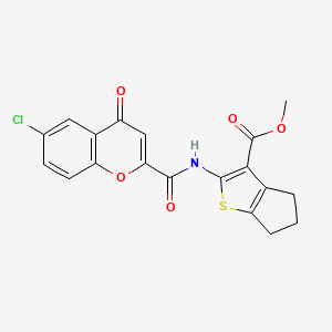 molecular formula C19H14ClNO5S B11404906 methyl 2-{[(6-chloro-4-oxo-4H-chromen-2-yl)carbonyl]amino}-5,6-dihydro-4H-cyclopenta[b]thiophene-3-carboxylate 