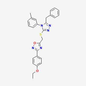 5-({[5-benzyl-4-(3-methylphenyl)-4H-1,2,4-triazol-3-yl]sulfanyl}methyl)-3-(4-ethoxyphenyl)-1,2,4-oxadiazole